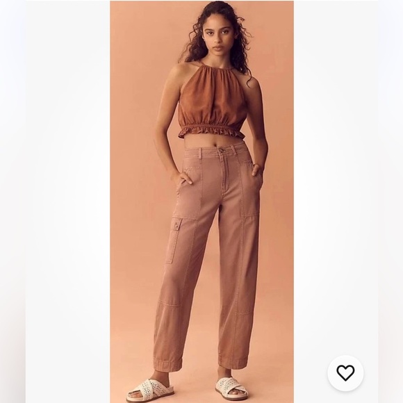Anthropologie  The Carson Utility Barrel Pants Plum Color new with tag Size 2 - Picture 1 of 10